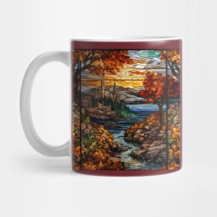 Stained Glass Window Of Autumn Scenery Mug